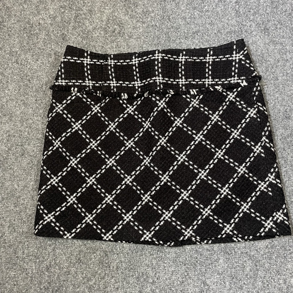 NWT Forenza Tweed Skirt Size 2 Black Plaid Wool Blend Lined Academia Preppy Y2K